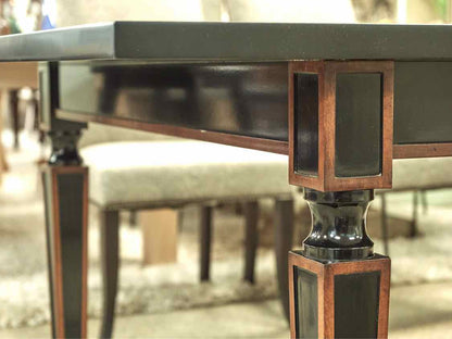Custom Italian Country Dining Table in Cherry and Black with Leaves