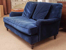 ZGallerie Blue Velvet Tufted Back Loveseat with 2 Toss Pillows