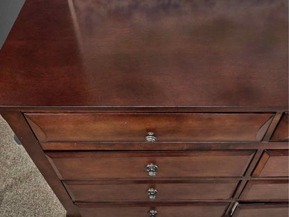 Dark Cherry 8 Drawer Dresser with Rich Brass Knobs
