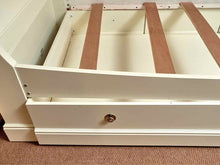 Cream Finish Sleigh Twin Bed With Under Storage