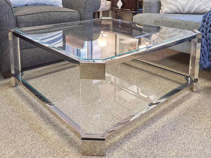 Contemporary Chrome & Glass Cocktail Table