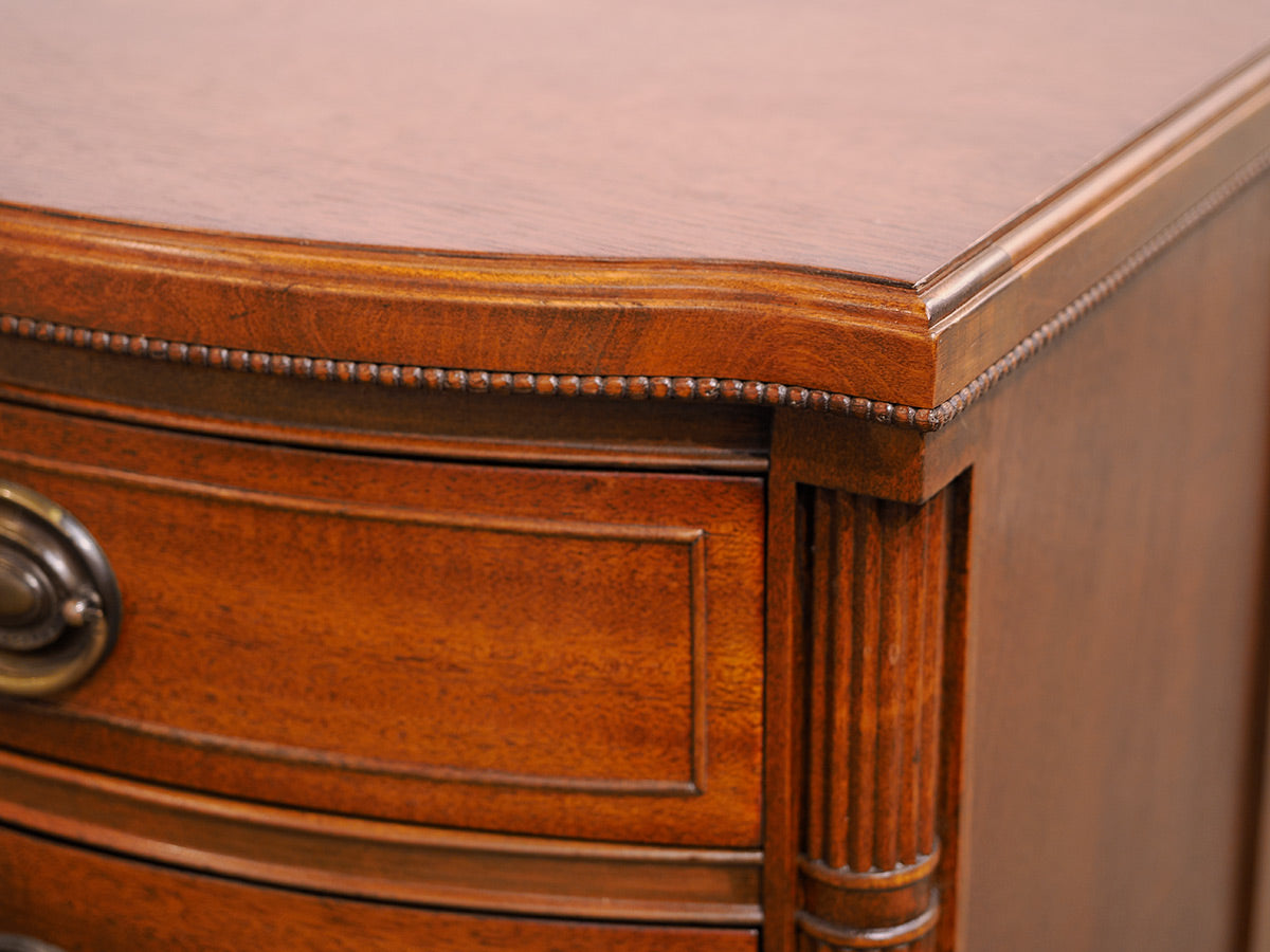 Mahogany 2-drawer Bowfront Nightstand with Brass Edwardian Pulls