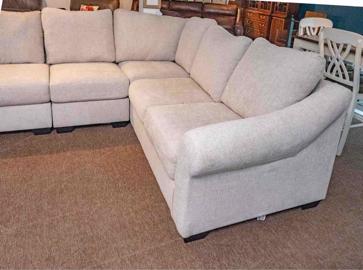 Ashley 5 Piece Cloud Grey Upholstered Sectional with Chaise