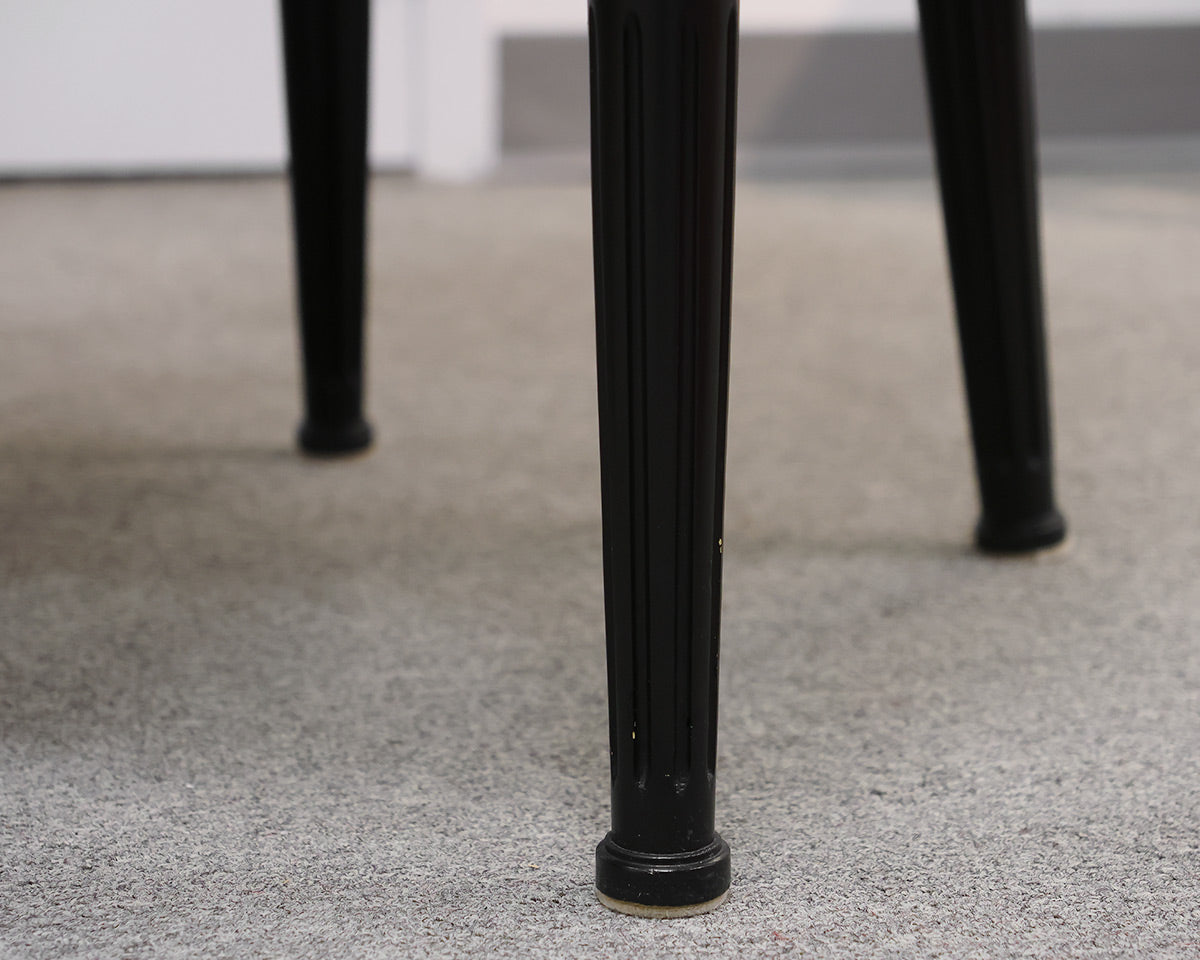Set of Six Dining Chairs. Espresso Finish w/White Leather..