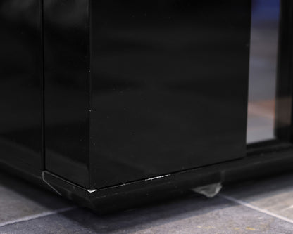 Black Lacquer Sideboard with Lighted Interior Wood Shelves