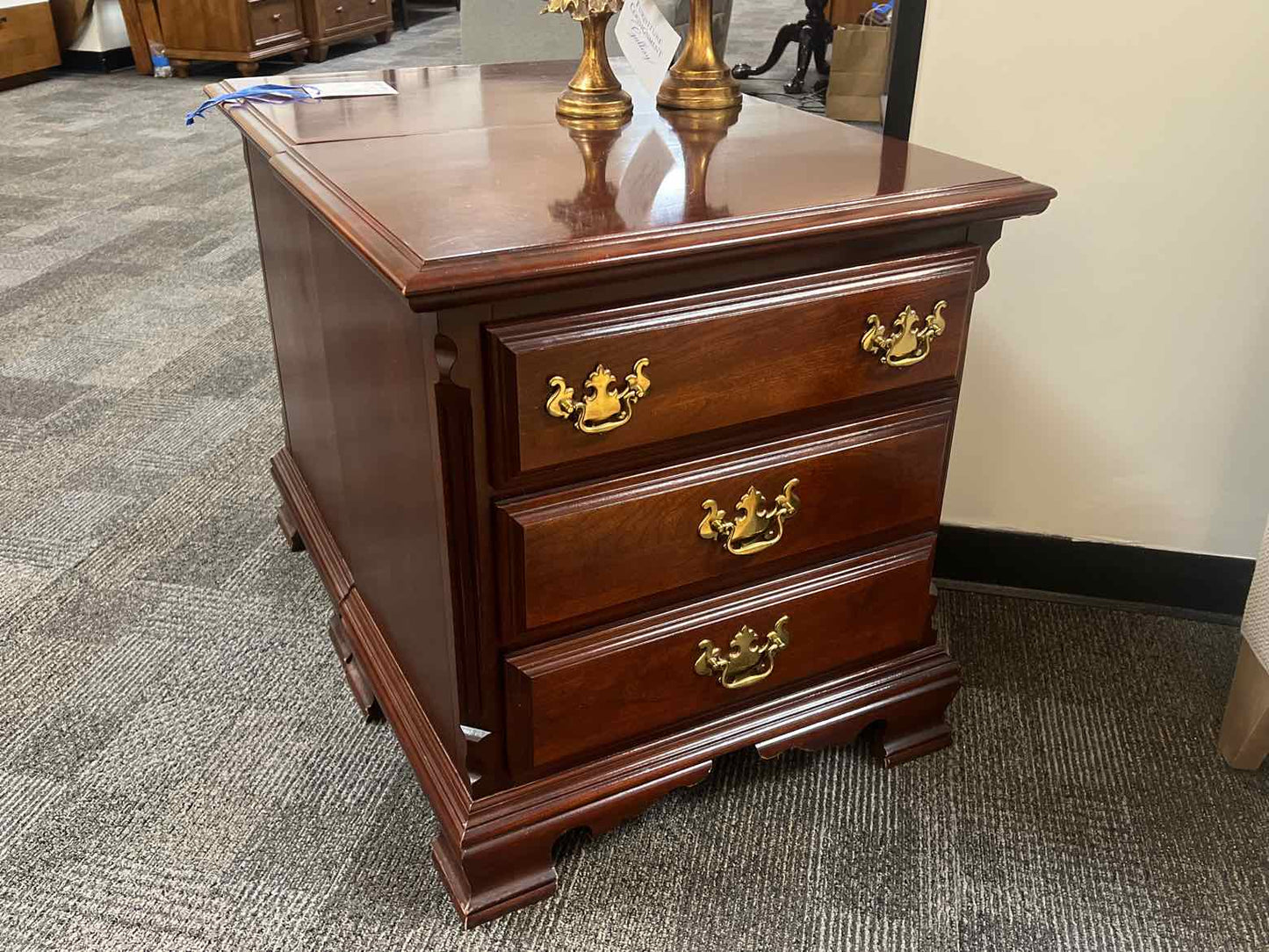 Pair of Mahogany 3 Drawer Nightstands