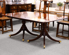 Baker Mahogany Double Pedestal Banded Dining Table
