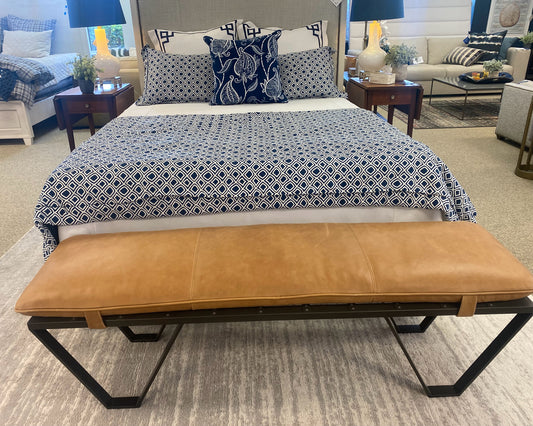 Four Hands 'Darrow'  Bench with  Palermo Cognac Leather Removable Cushion
