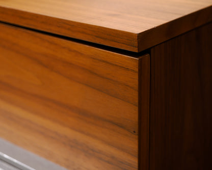 Contemporary Black Lacquer and Walnut Nesting Media Console