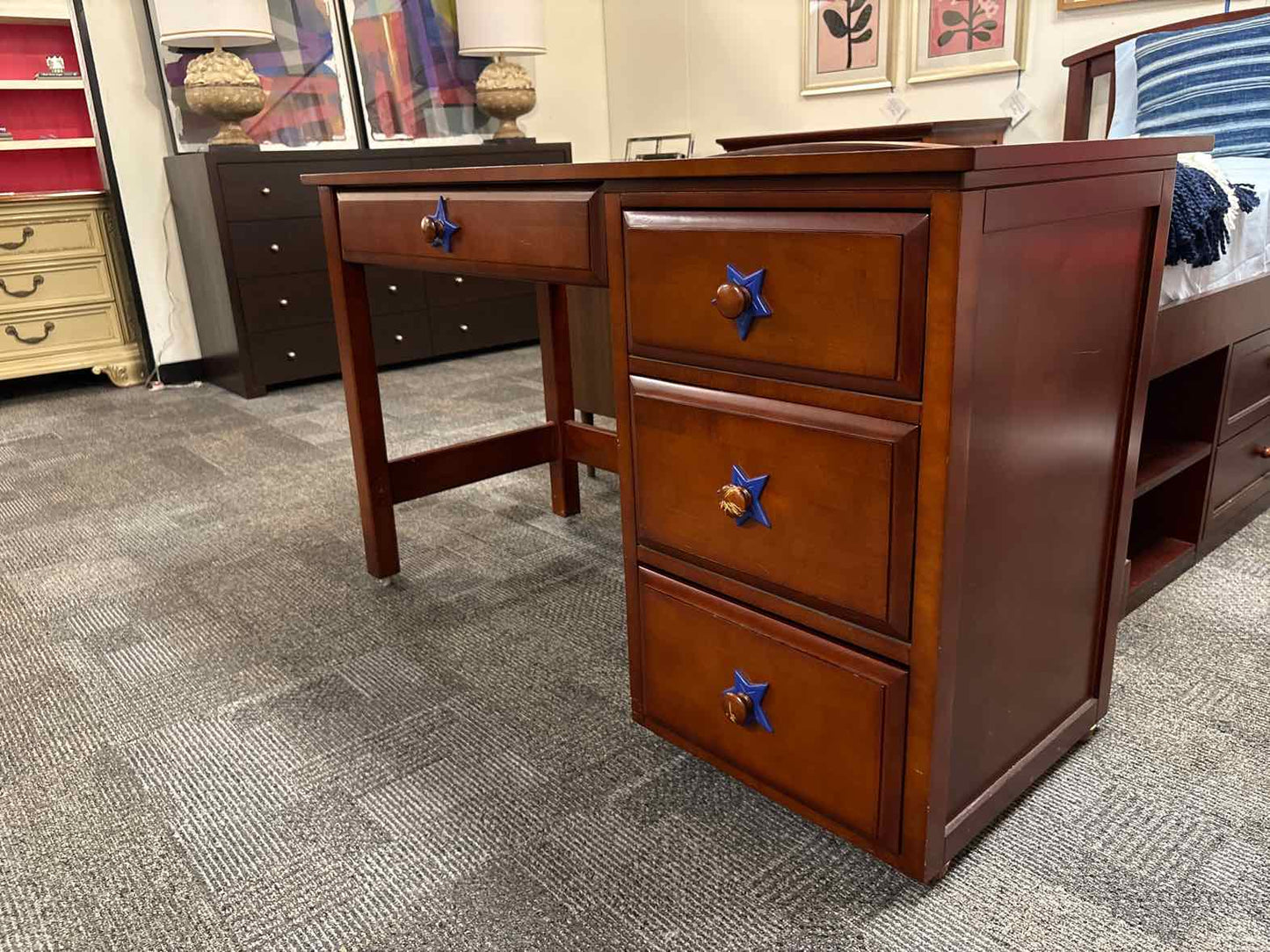 Cherry Wood Pedestal Desk
