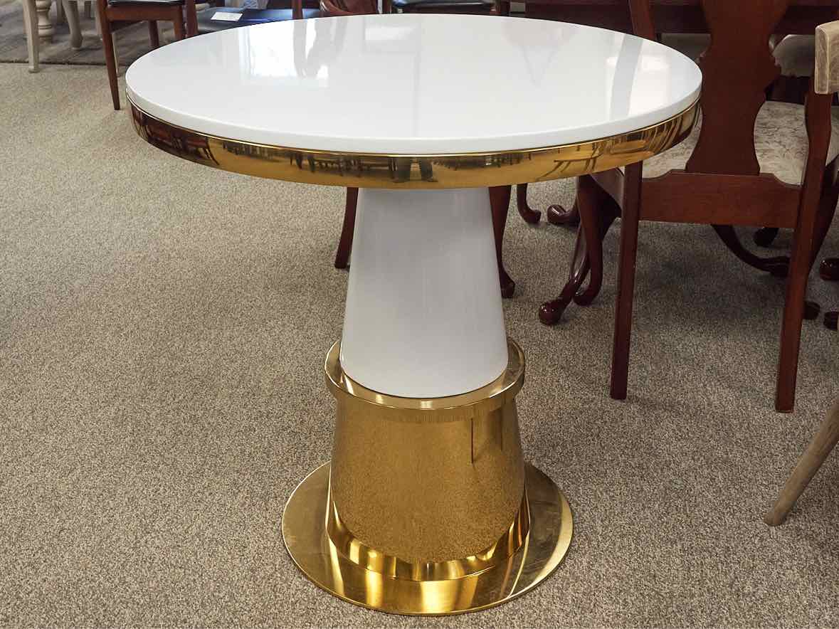 'Vanessa' White & Gold Dining Table