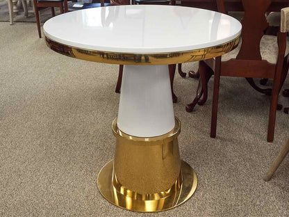 'Vanessa' White & Gold Dining Table