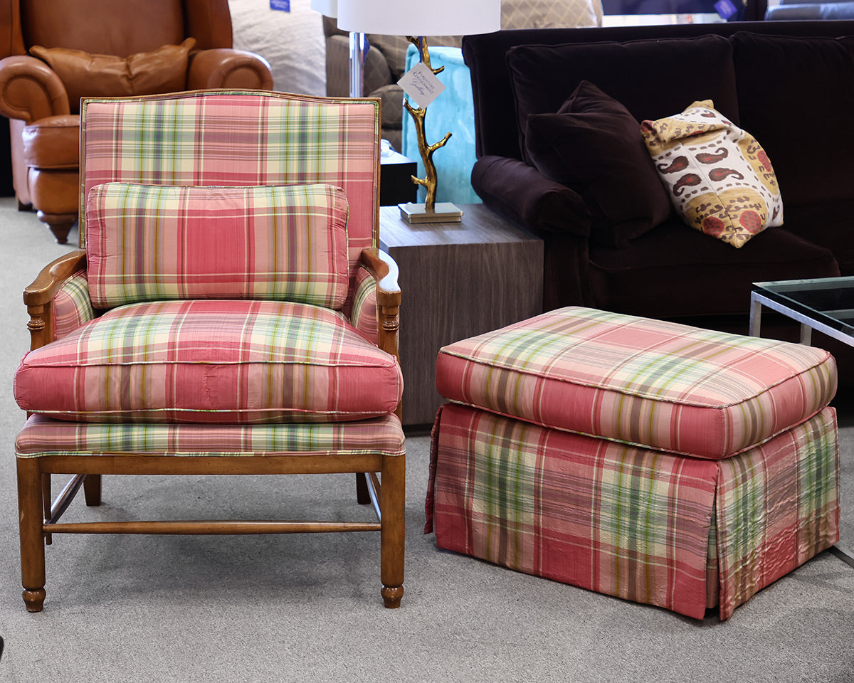 Custom Plaid Chair and Ottoman