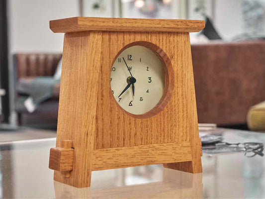 Mission Style Oak Mantle Clock