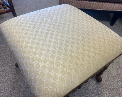 Regency Style Dark Finish Bamboo Upholstered Stool