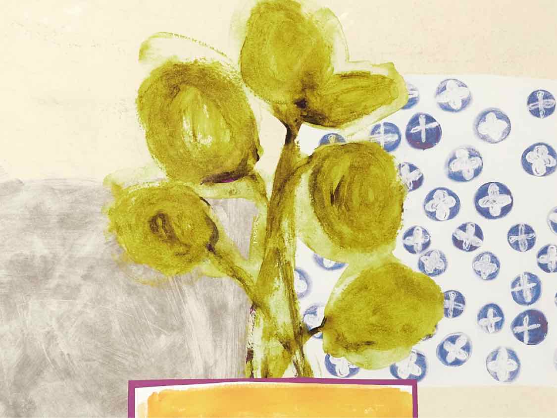 "Native Bud III" Matted Print in Whitewashed Textured Frame