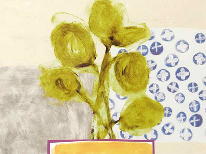 "Native Bud III" Matted Print in Whitewashed Textured Frame