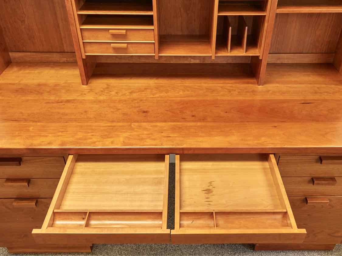Charles Webb Custom Mid-Century Modern Desk in Cherry with Low Hutch
