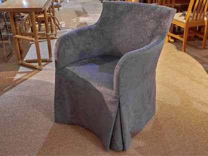 Pair Of Saladino Furniture 'Violet Blue' Slipcovered   Dining Chairs On Wheels