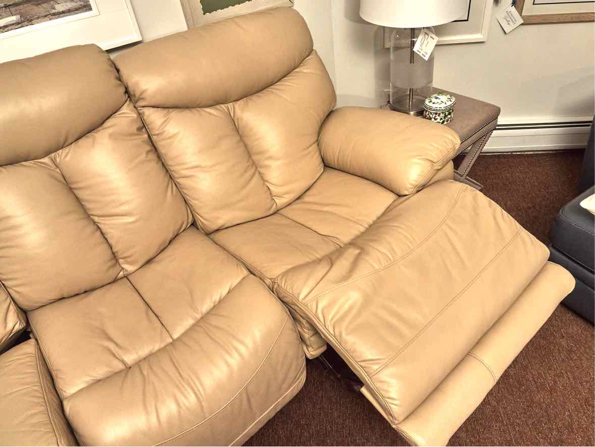Sand Leather Power Recllining Sofa