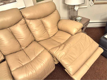 Sand Leather Power Recllining Sofa