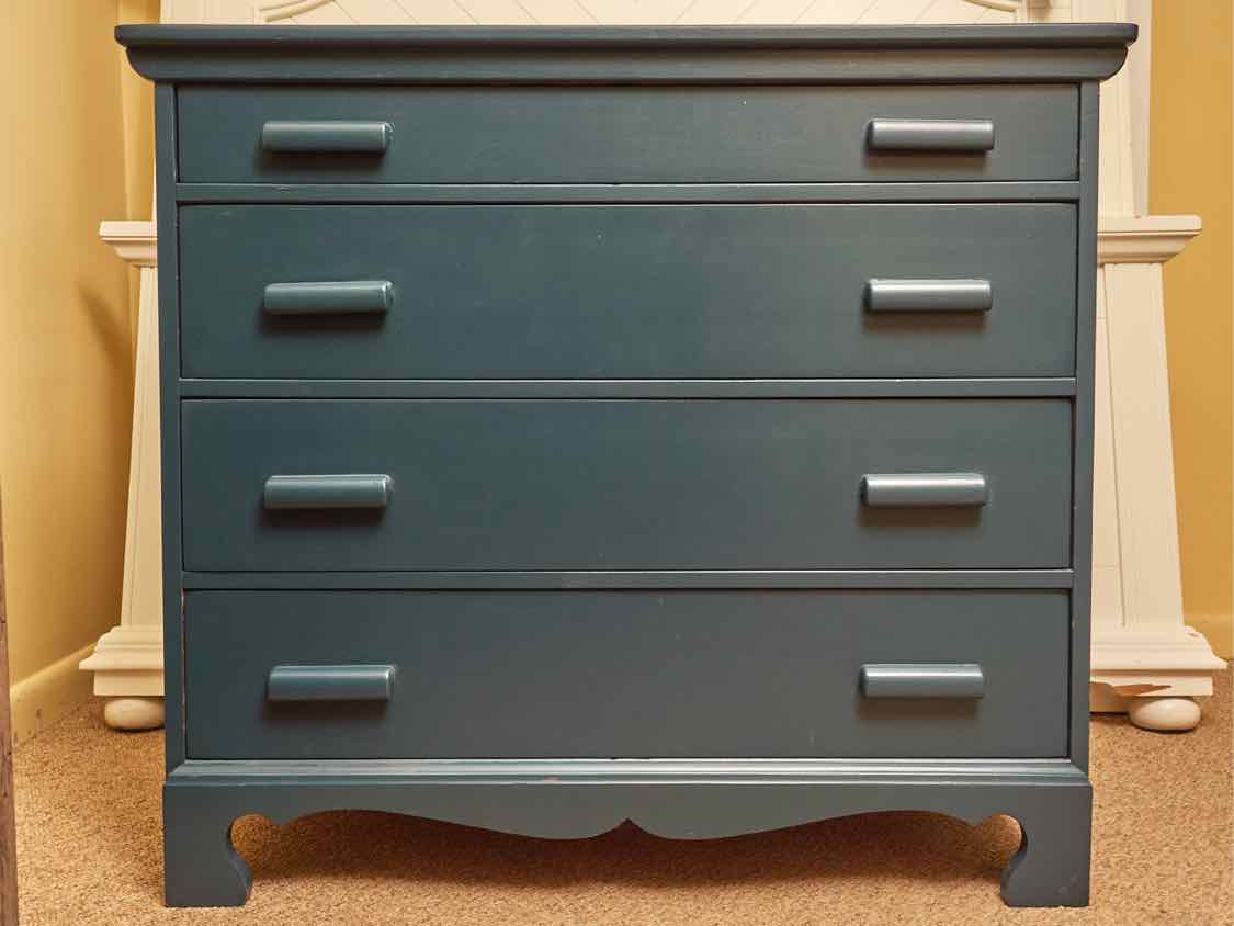 Rock Maple 4 Drawer Chest In Custom Finish 'Midnight Ocean'