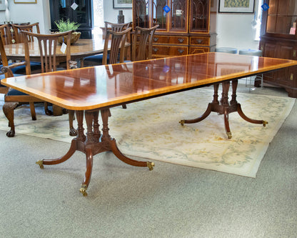 Baker Historic Charleston Mahogany Birdcage Double Pedestal Dining Table