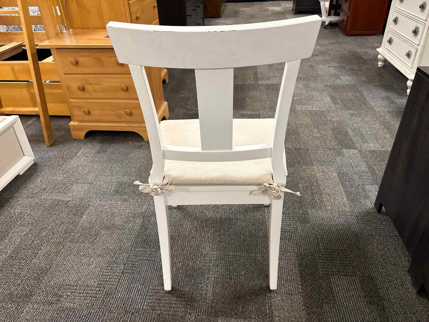 White Slatback Chair w/ Cushion