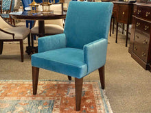 Pair of Lee Industries Dining Host Chairs in Aqua Blue Performance Fabric