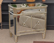 Pair of Mirrored Bedside Chests W/ Gold Trim