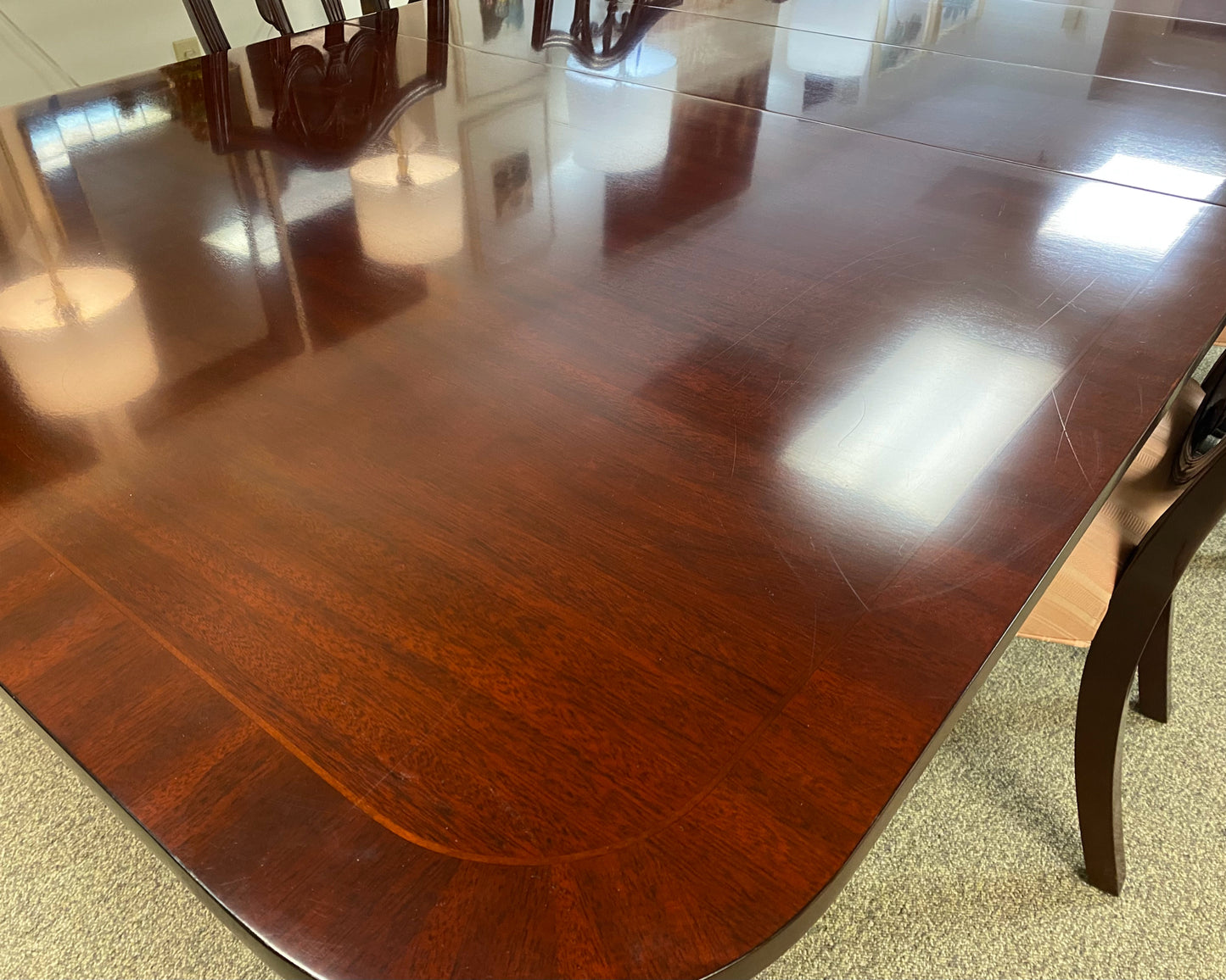 Kindel Banded Mahogany Dining Table