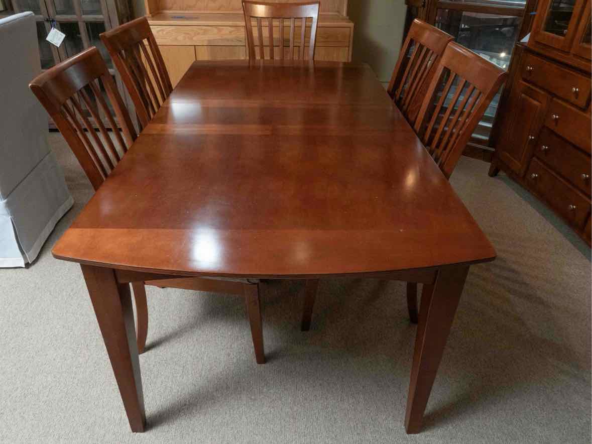 Birch Dining Table & (6) Birch Slat Back Dining Chair Set