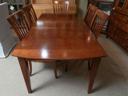 Birch Dining Table & (6) Birch Slat Back Dining Chair Set