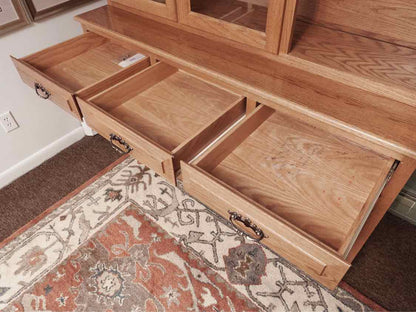 Amish Oak 3 Glass Door 3 Drawer 3 Lower Dorrs 2 Adjustable Shelves China Cabinet