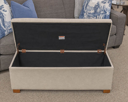 Button Tuffled Storage Ottoman in Ivory