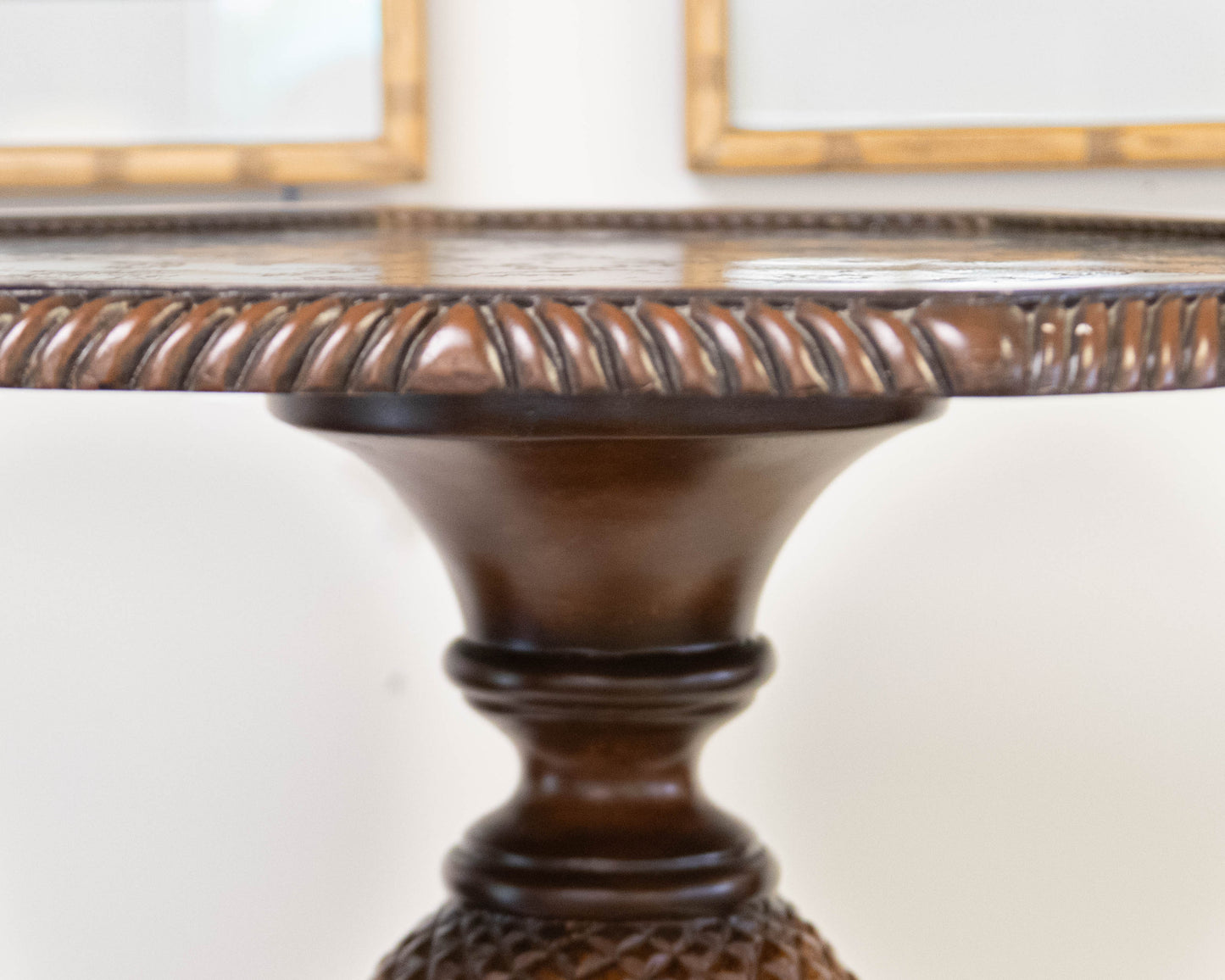 Pineapple Base Octagonal Lamp Table in Dark Finish