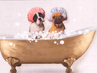 'Bath Dogs II' Framed Print 2/2