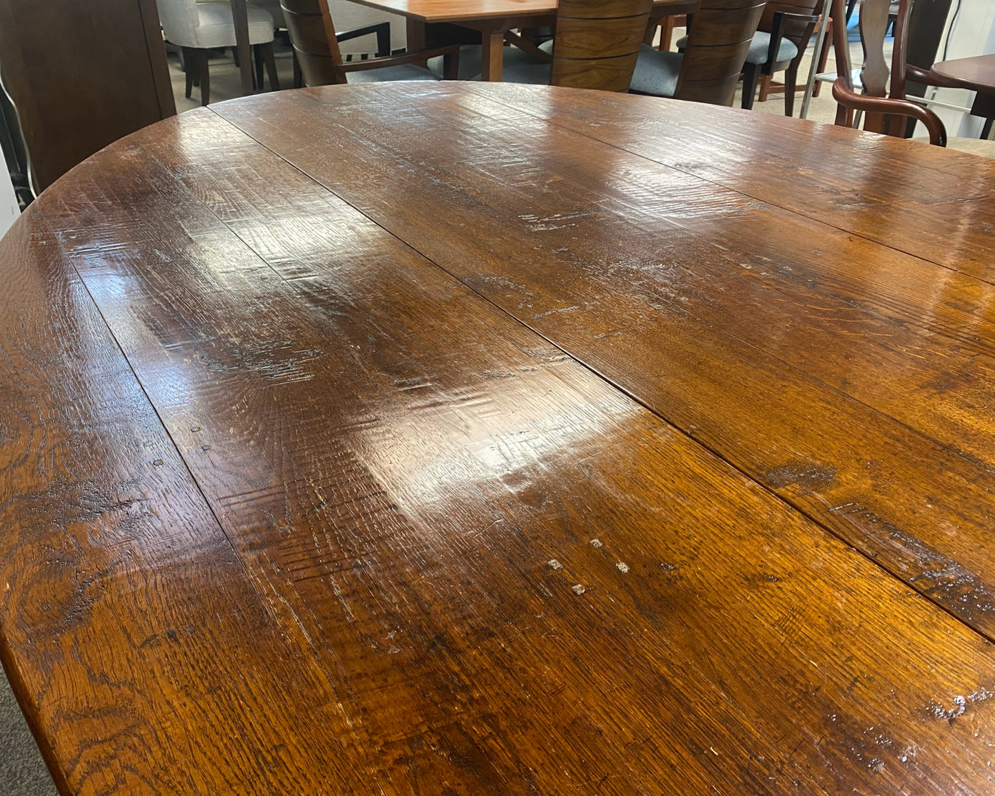 English Oak Oval Gate Leg Harvest Dining Table