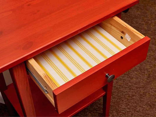 Red Finish Side Table with 1 Drawer & Shelf