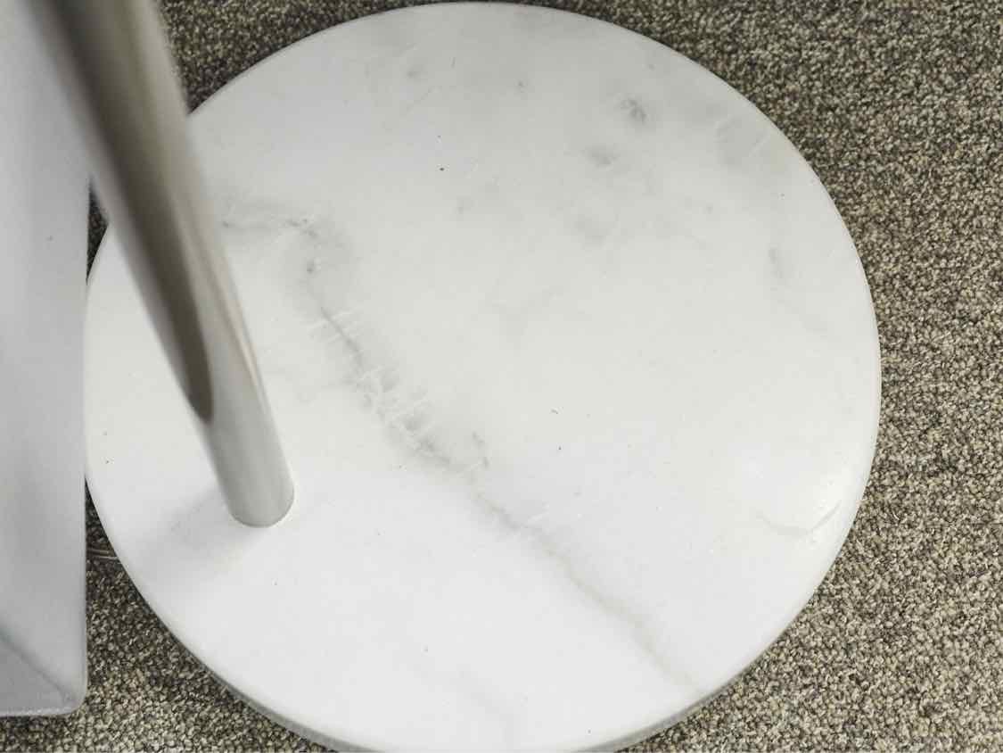 Crate & Barrel  Arch Chrome Floor Lamp with White Stone Base