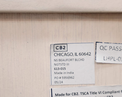 Pair of CB2 Beaufort 30" Whitewashed Wood 2-Drawer Nightstand