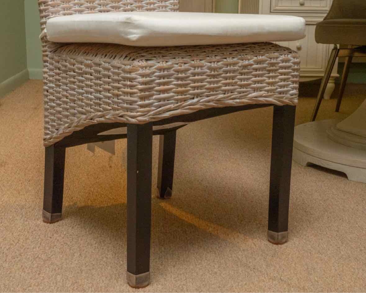 Classic Concept Inc White Washed Jute Wicker Side  ChairWith Cushion