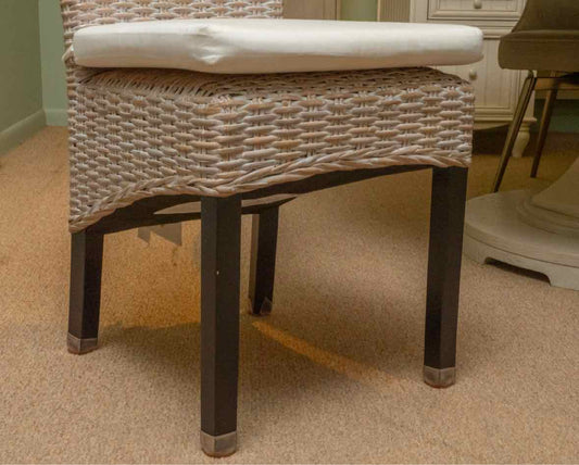 Classic Concept Inc White Washed Jute Wicker Side  ChairWith Cushion