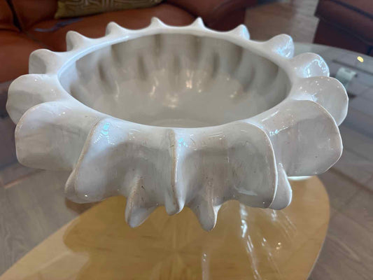 Organic White Ceramic Compote Bowl