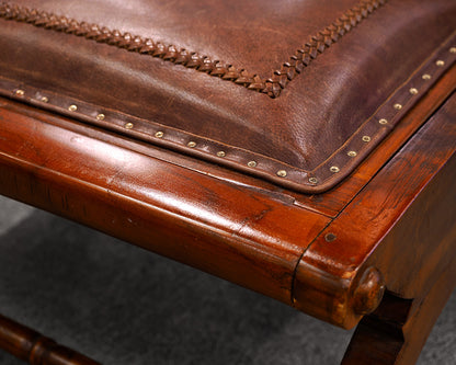 Pair of Antique Leather Chairs w/ Ottomans
