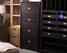 Arhaus Telegrah 4-Drawer Tall File Cabinet in Ebony Finish with Brass Hardware