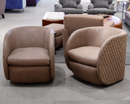 Pair of Bernhardt Leather Swivel Chairs