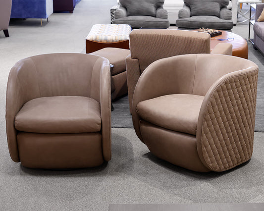 Pair of Bernhardt Leather Swivel Chairs