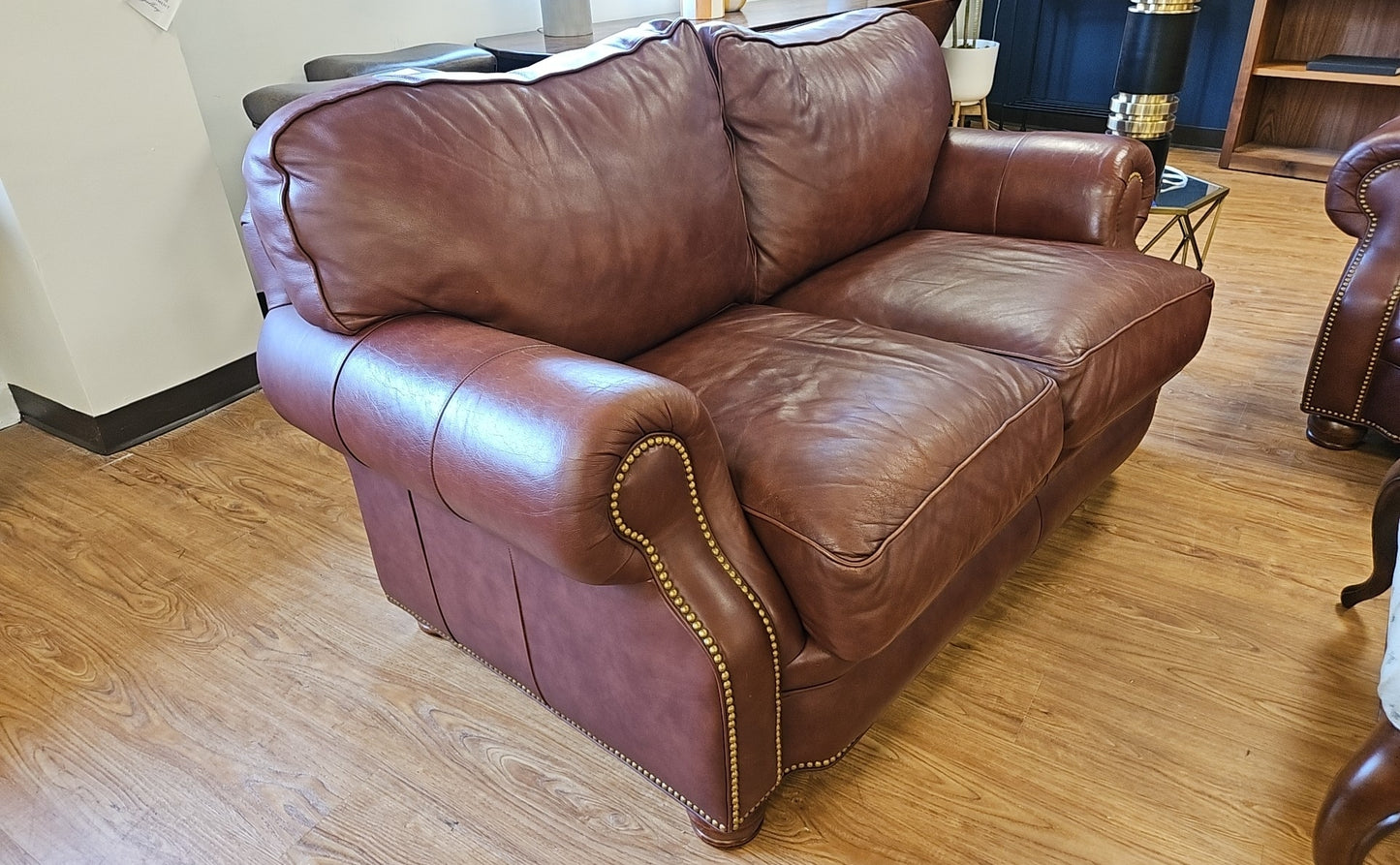Hancock and Moore Warm Brown Leather Loveseat