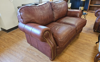 Hancock and Moore Warm Brown Leather Loveseat